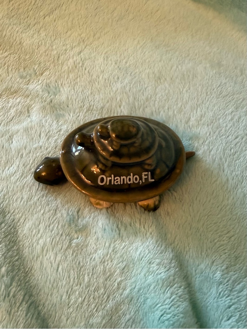 Orlando Ceramic Turtle Trinket Box - Olive Green